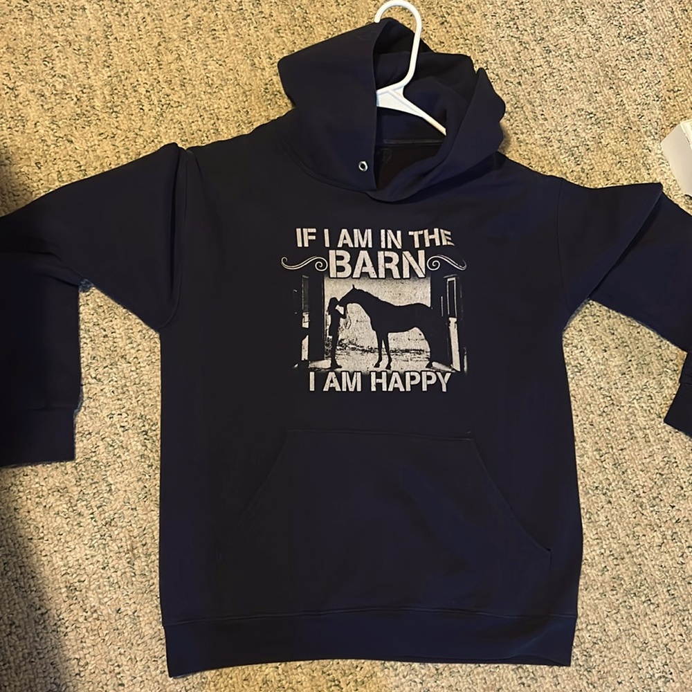 Gildan Unisex Horse Equestrian Barn Hoodie Cute! Like New